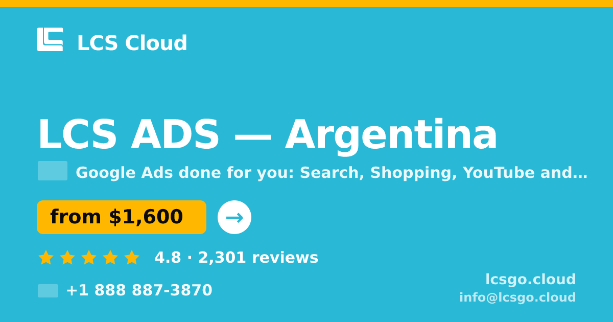 LCS ADS in Argentina — from $1,600/mo, rated 4.8/5 by 2301 clients. LCS Cloud.