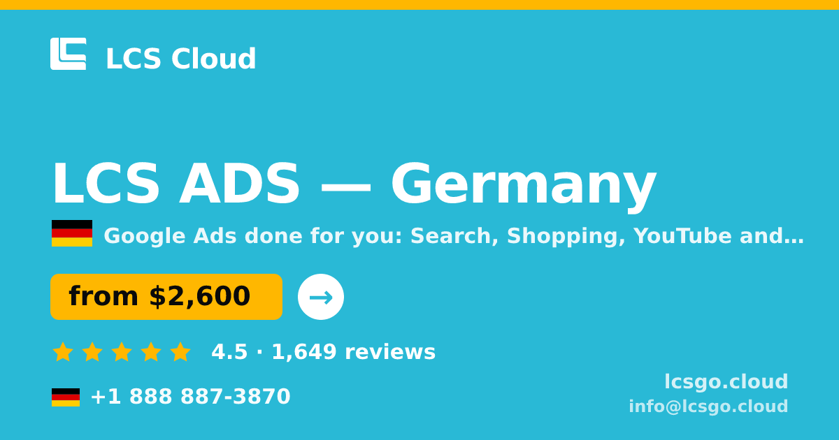 LCS ADS in Germany — from $2,600/mo, rated 4.5/5 by 1649 clients. LCS Cloud.