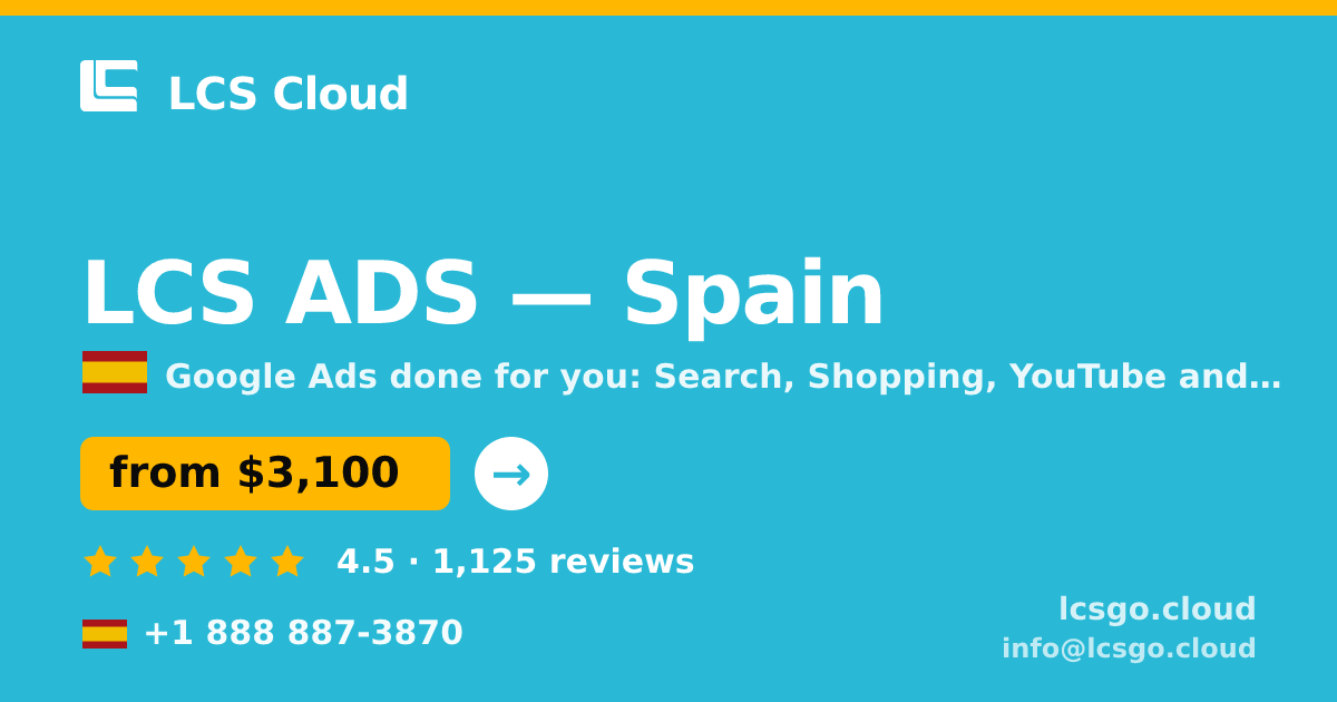 LCS ADS in Spain — from $3,100/mo, rated 4.5/5 by 1125 clients. LCS Cloud.