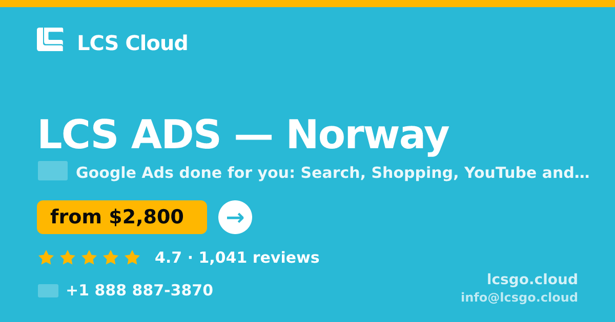 LCS ADS in Norway — from $2,800/mo, rated 4.7/5 by 1041 clients. LCS Cloud.