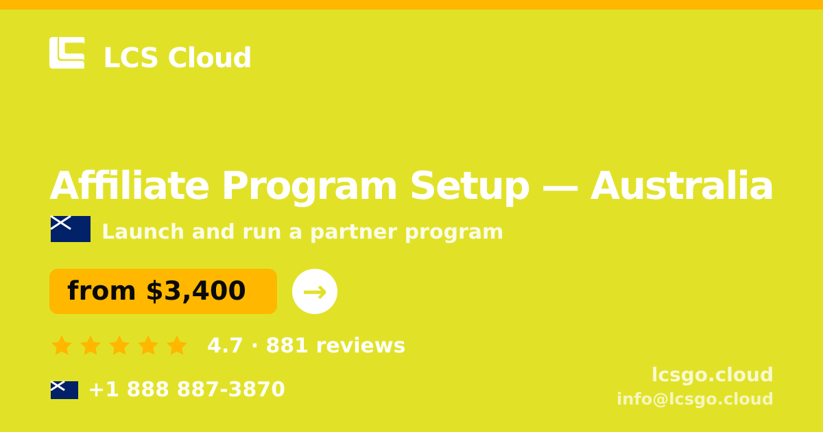 Affiliate Program Setup in Melbourne — from $3,300, rated 4.6/5 by 3111 clients. LCS Cloud.