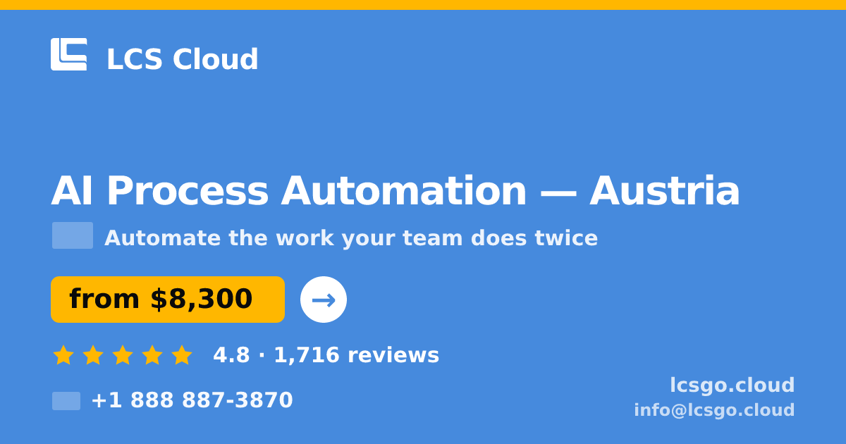 AI Process Automation in Austria — from $8,300, rated 4.8/5 by 1716 clients. LCS Cloud.