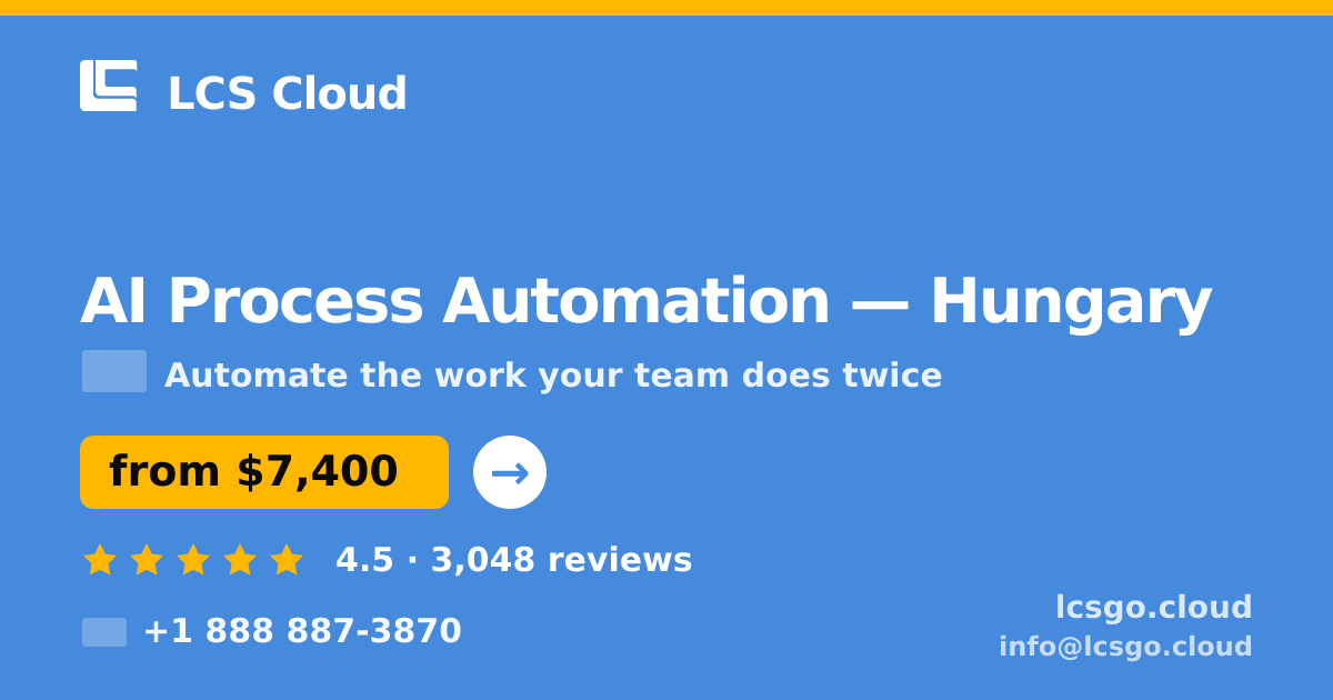 AI Process Automation in Hungary — from $7,400, rated 4.5/5 by 3048 clients. LCS Cloud.