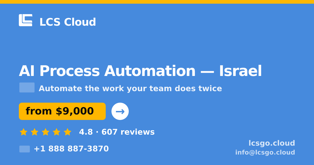 AI Process Automation in Jerusalem — from $12,000, rated 4.5/5 by 3403 clients. LCS Cloud.
