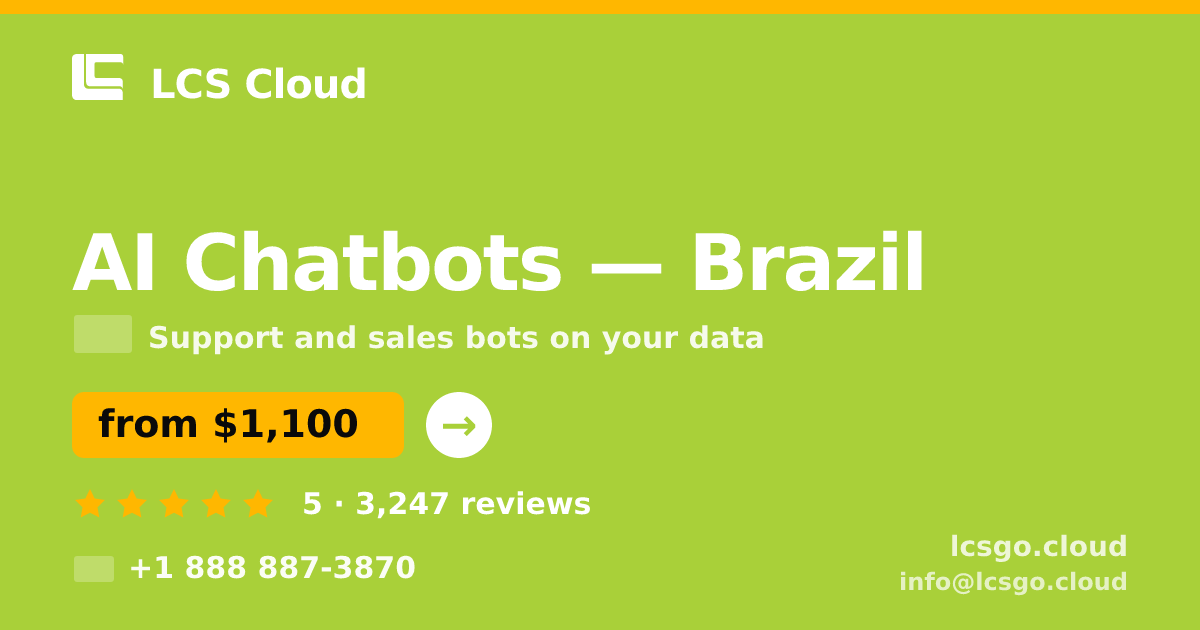 AI Chatbots in São Paulo — from $1,100/mo, rated 4.9/5 by 1962 clients. LCS Cloud.