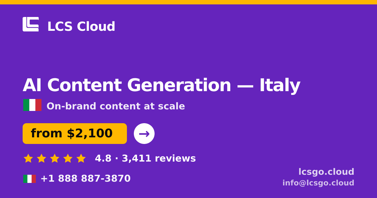 AI Content Generation in Naples — from $1,900/mo, rated 4.6/5 by 3017 clients. LCS Cloud.