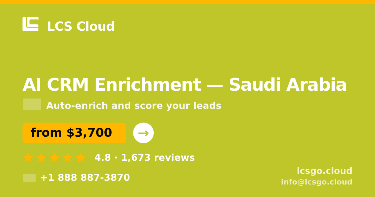 AI CRM Enrichment in Saudi Arabia — from $3,700/mo, rated 4.8/5 by 1673 clients. LCS Cloud.