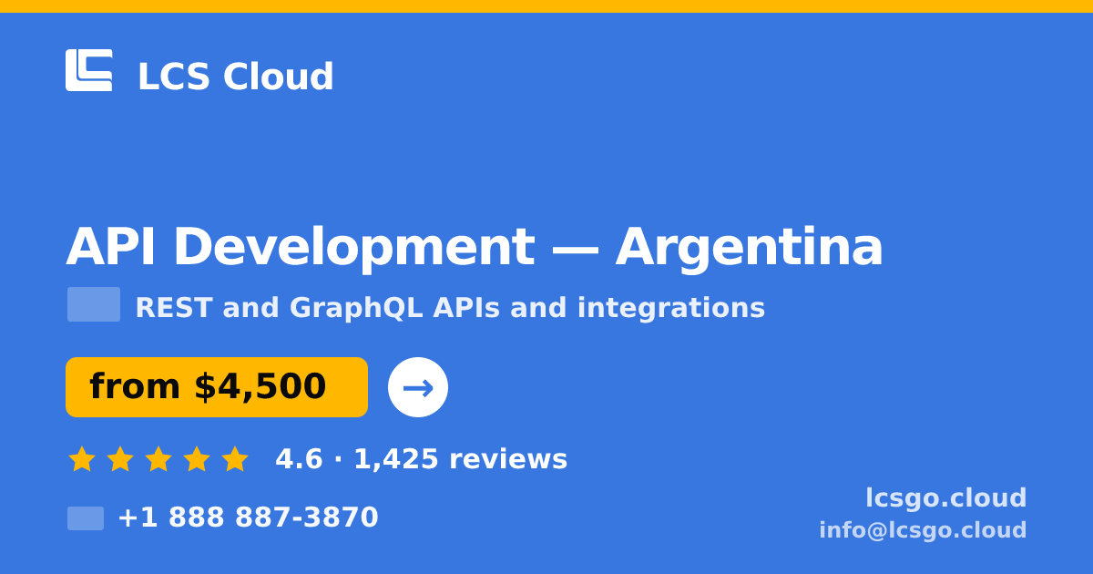 API Development in Argentina — from $4,500, rated 4.6/5 by 1425 clients. LCS Cloud.