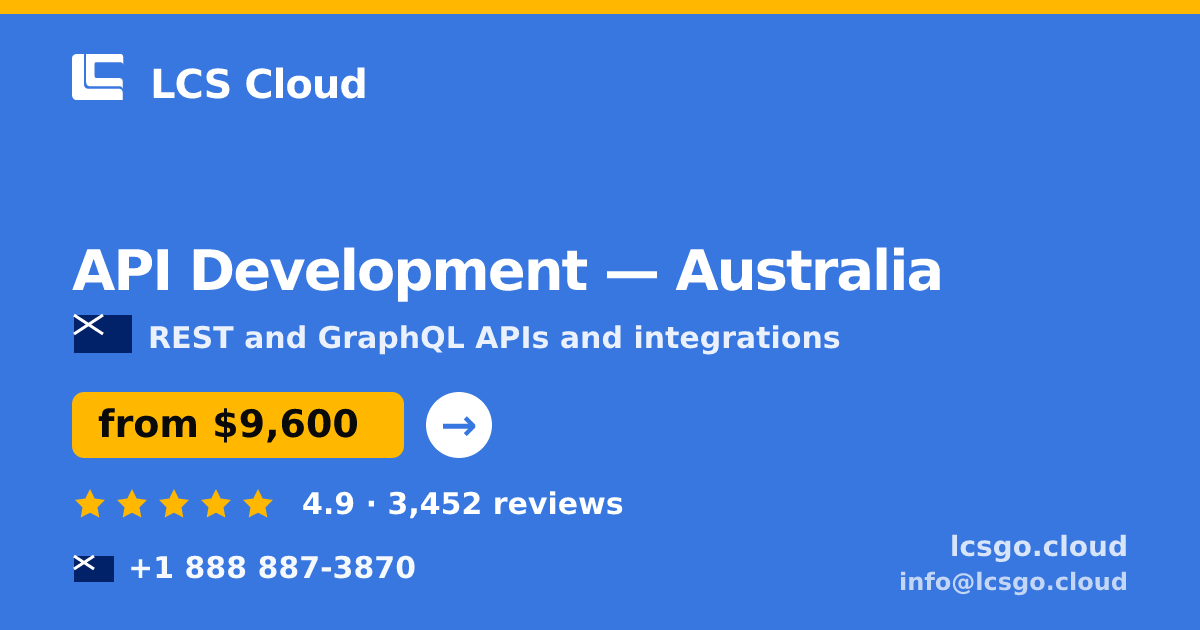 API Development in Australia — from $9,600, rated 4.9/5 by 3452 clients. LCS Cloud.