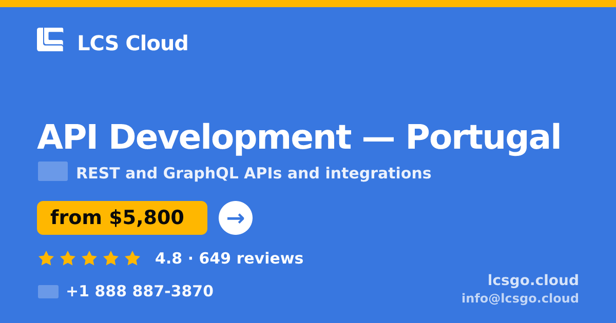 API Development in Portugal — from $5,800, rated 4.8/5 by 649 clients. LCS Cloud.