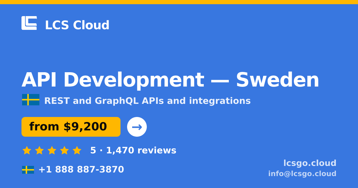 API Development in Sweden — from $9,200, rated 5/5 by 1470 clients. LCS Cloud.