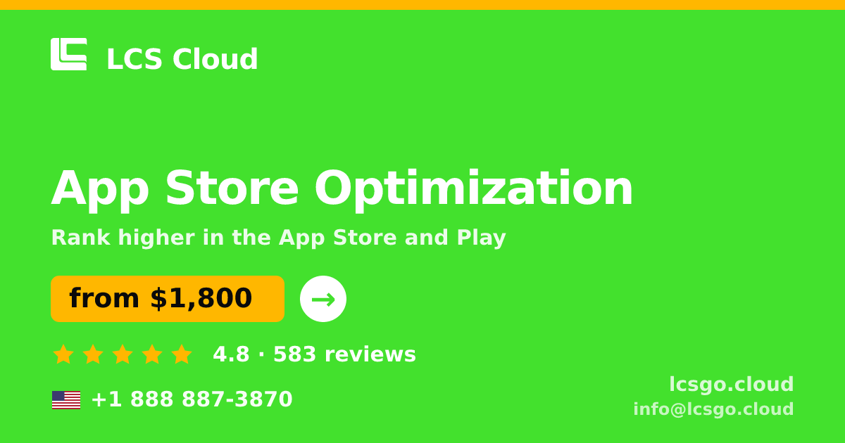 App Store Optimization in the USA — from $1,800/mo, rated 4.8/5 by 583 clients. LCS Cloud.
