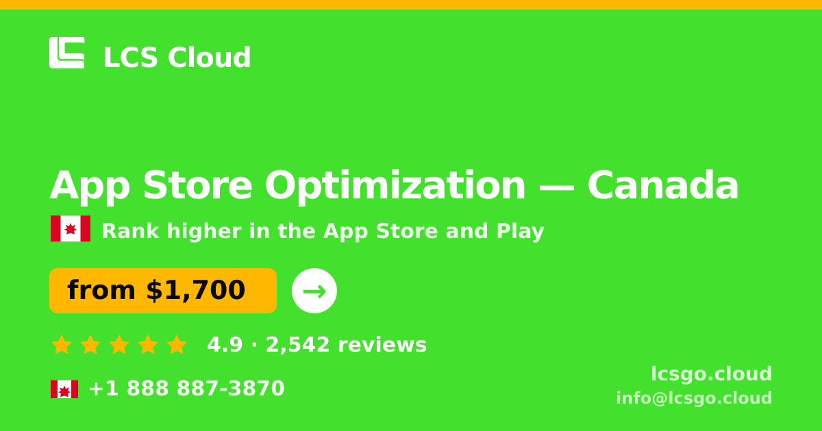App Store Optimization in Calgary — from $1,300/mo, rated 4.8/5 by 1585 clients. LCS Cloud.