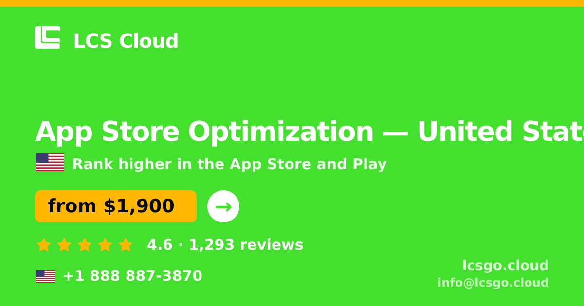 App Store Optimization in United States — from $1,900/mo, rated 4.6/5 by 1293 clients. LCS Cloud.