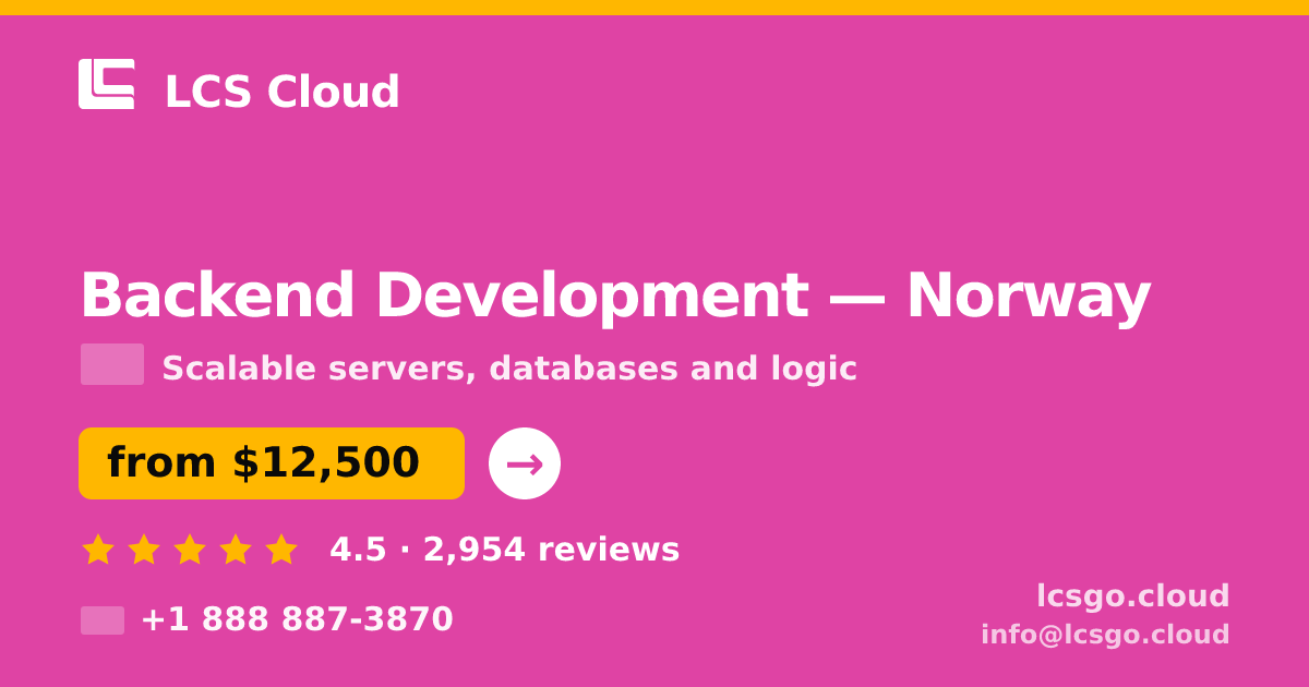 Backend Development in Norway — from $12,500, rated 4.5/5 by 2954 clients. LCS Cloud.