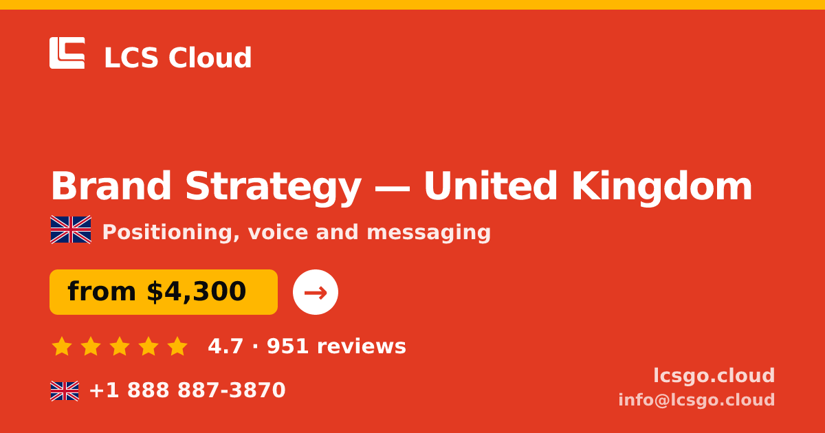 Brand Strategy in Leeds — from $3,600, rated 4.9/5 by 1927 clients. LCS Cloud.