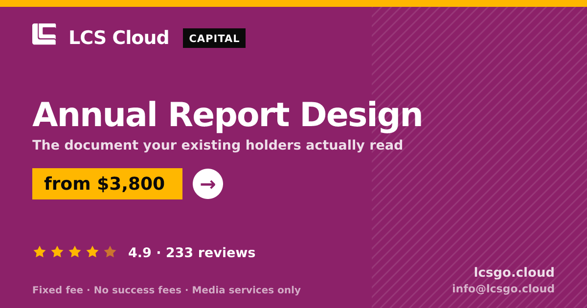 Annual Report Design — from $3,800, rated 4.9/5 across 233 reviews. LCS Cloud.