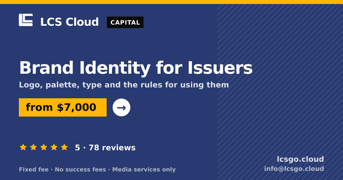 Brand Identity for Issuers — from $7,000, rated 5/5 across 78 reviews. LCS Cloud.