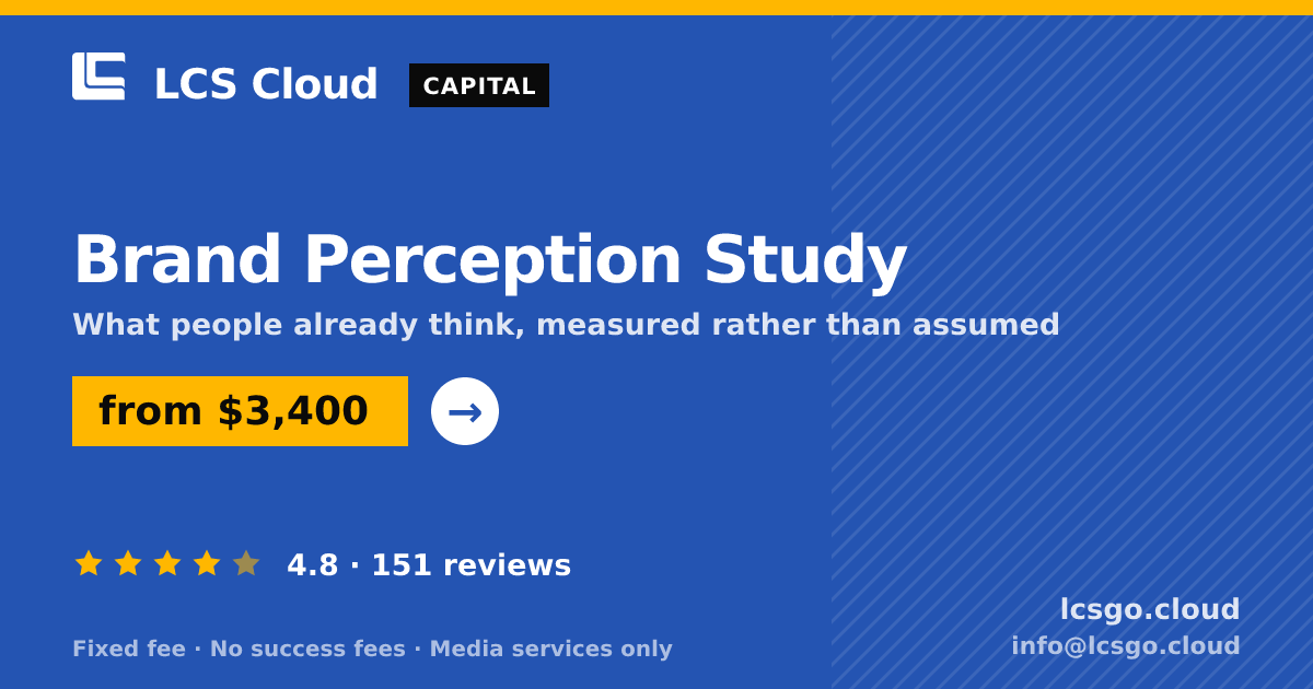 Brand Perception Study — from $3,400, rated 4.8/5 across 151 reviews. LCS Cloud.