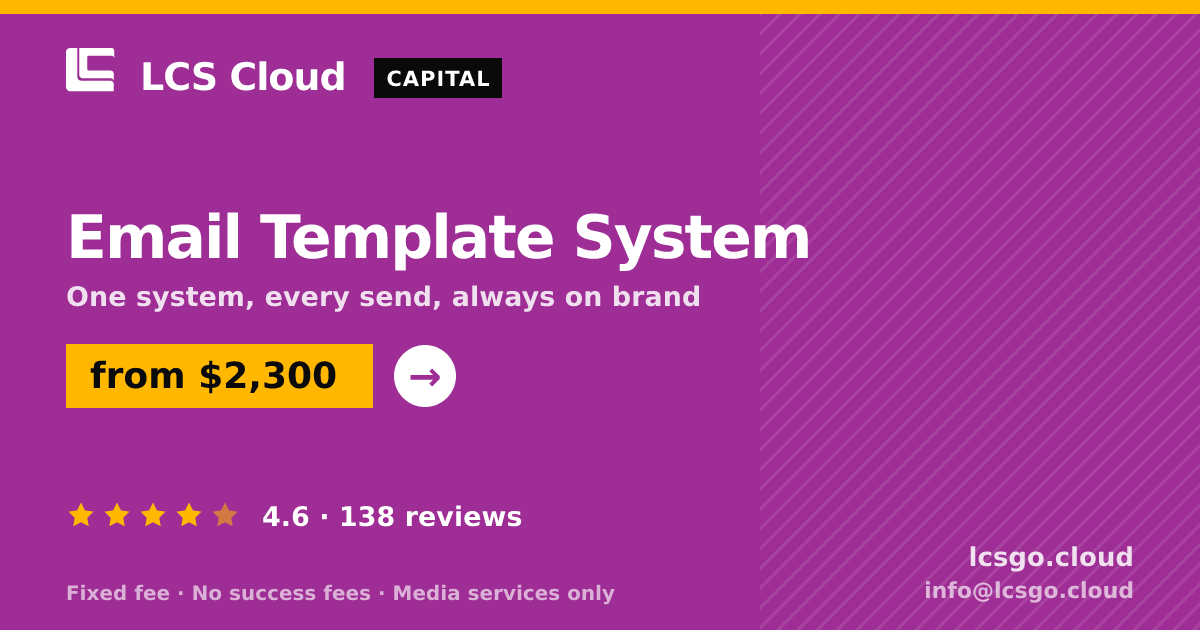 Email Template System — from $2,300, rated 4.6/5 across 138 reviews. LCS Cloud.