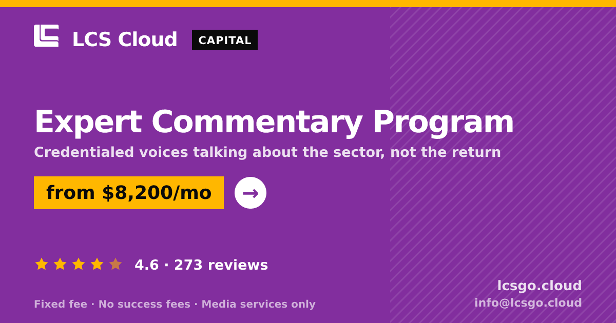 Expert Commentary Program — from $8,200/mo, rated 4.6/5 across 273 reviews. LCS Cloud.