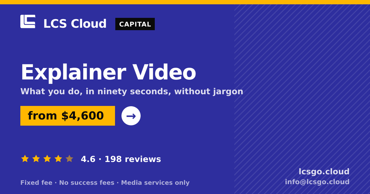 Explainer Video — from $4,600, rated 4.6/5 across 198 reviews. LCS Cloud.
