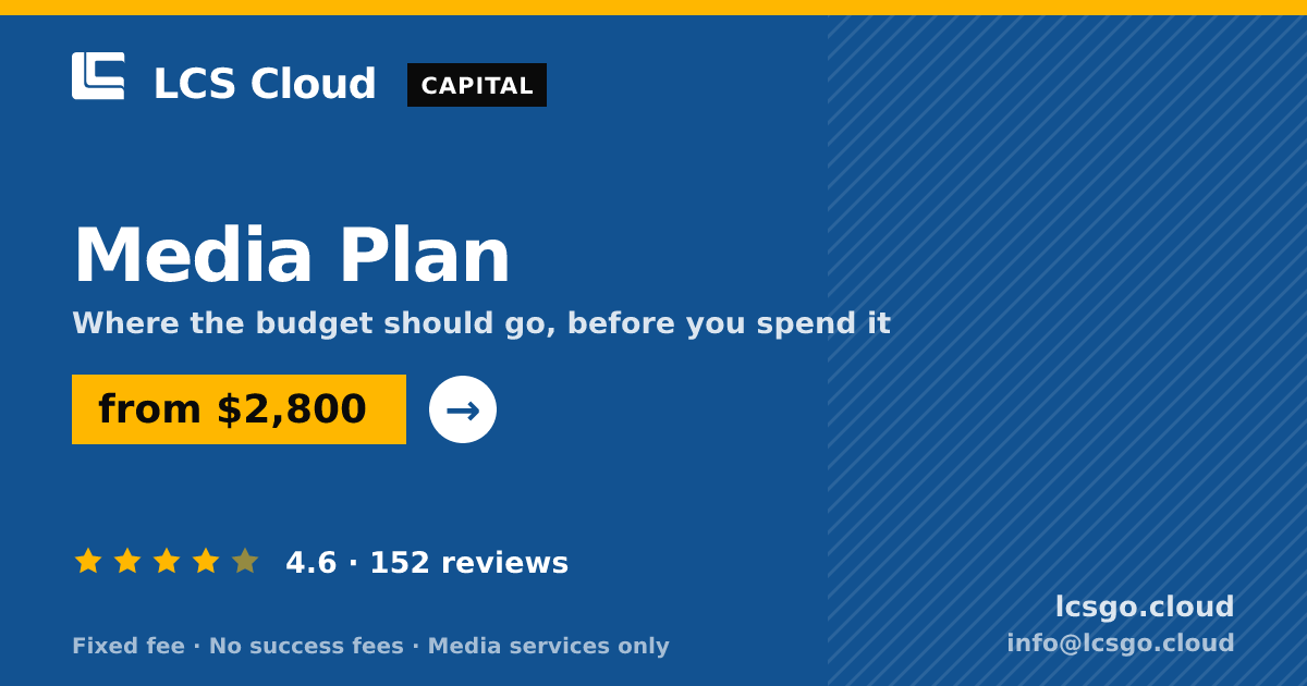 Media Plan — from $2,800, rated 4.6/5 across 152 reviews. LCS Cloud.