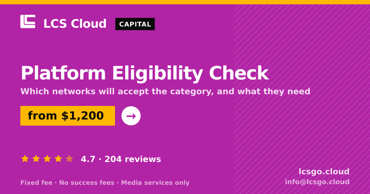 Platform Eligibility Check — from $1,200, rated 4.7/5 across 204 reviews. LCS Cloud.