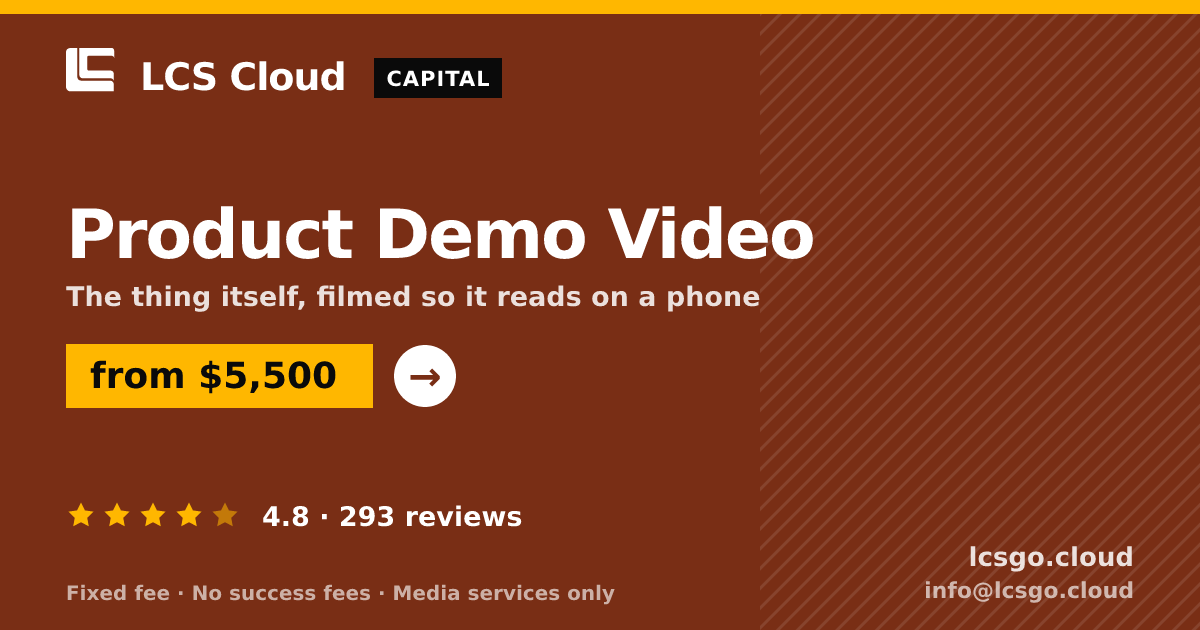 Product Demo Video — from $5,500, rated 4.8/5 across 293 reviews. LCS Cloud.