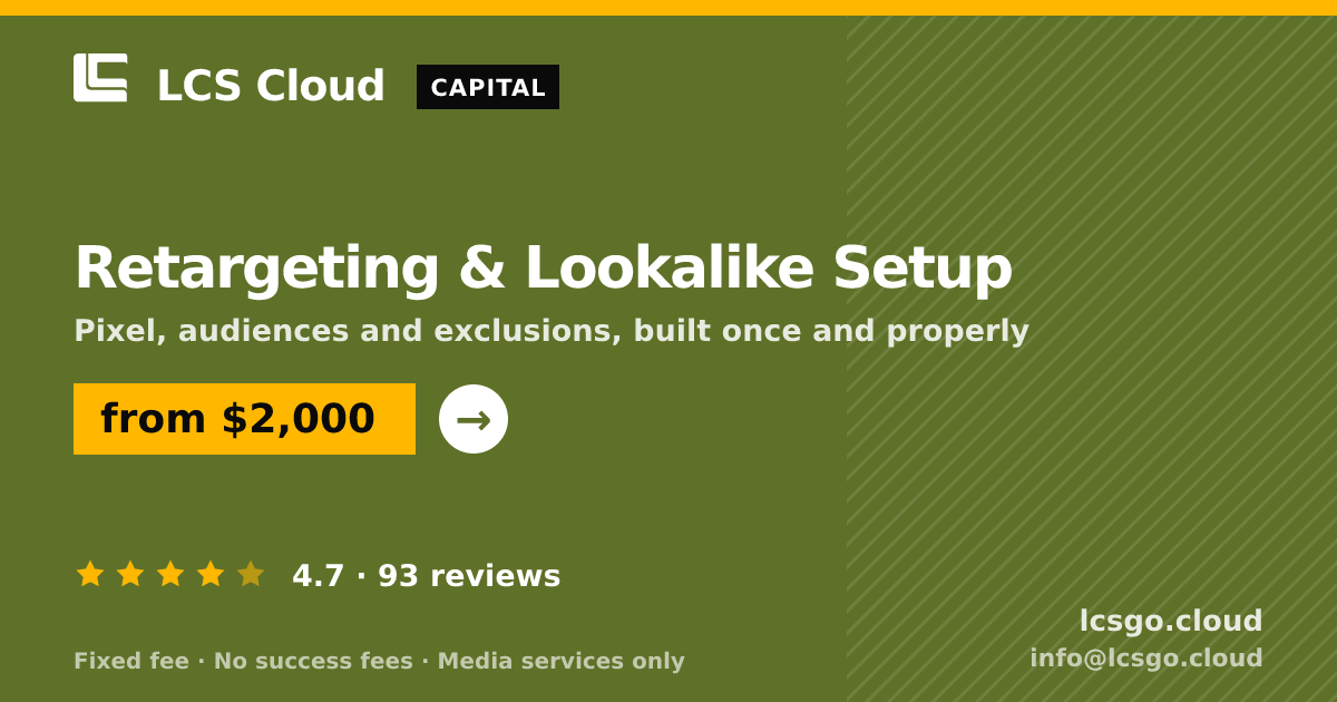 Retargeting & Lookalike Setup — from $2,000, rated 4.7/5 across 93 reviews. LCS Cloud.
