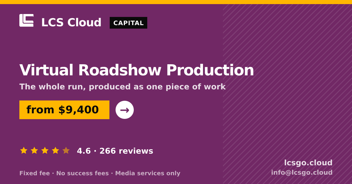 Virtual Roadshow Production — from $9,400, rated 4.6/5 across 266 reviews. LCS Cloud.