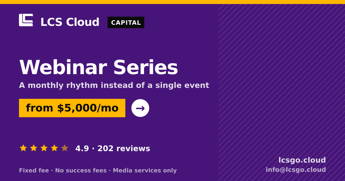 Webinar Series — from $5,000/mo, rated 4.9/5 across 202 reviews. LCS Cloud.