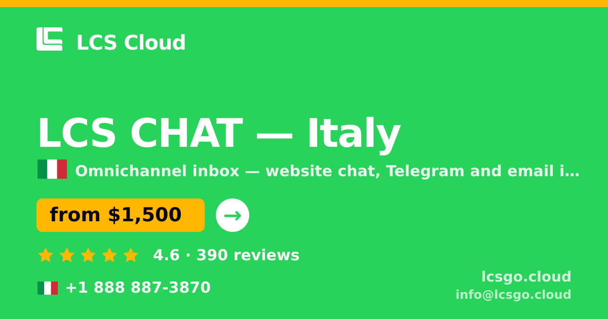 LCS CHAT in Italy — from $1,500/mo, rated 4.6/5 by 390 clients. LCS Cloud.
