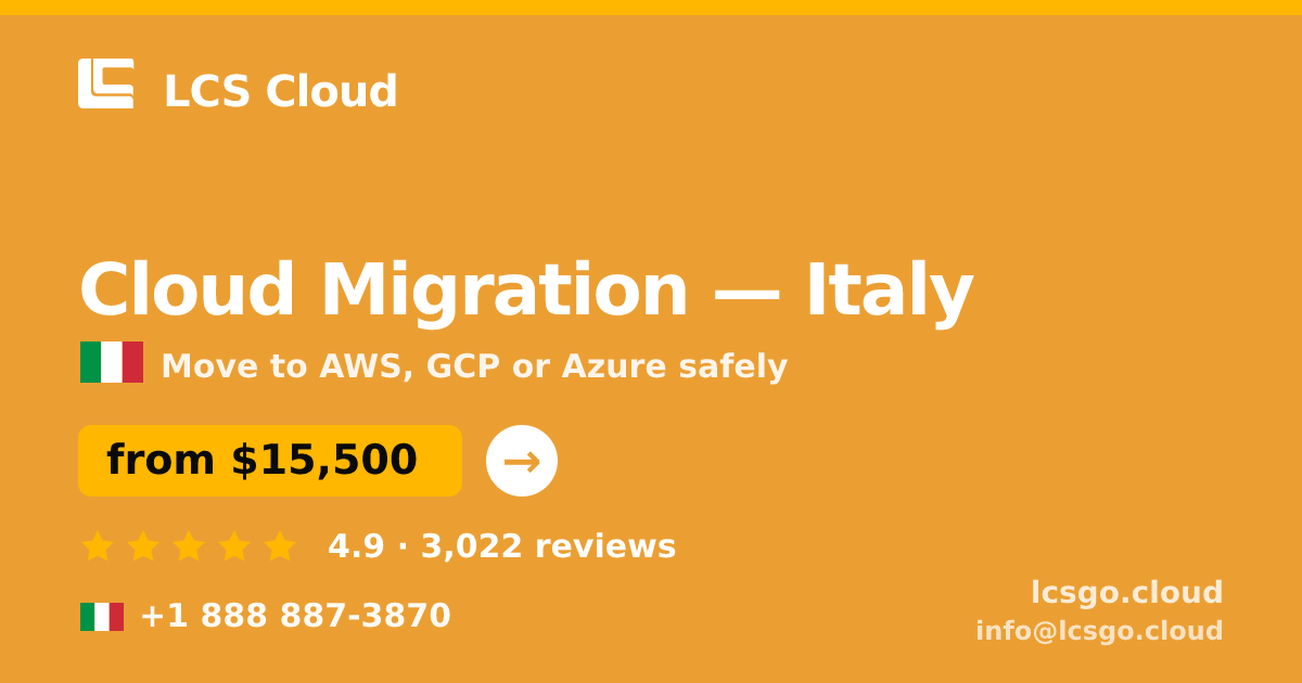 Cloud Migration in Naples — from $11,500, rated 5/5 by 2460 clients. LCS Cloud.