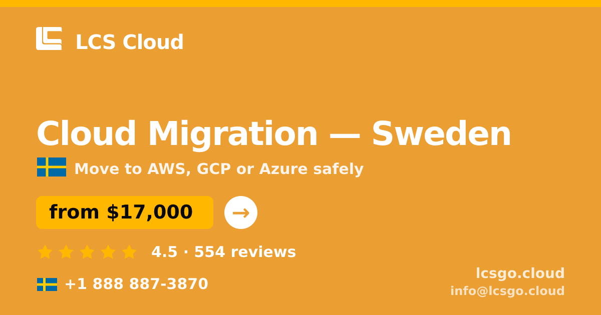Cloud Migration in Stockholm — from $17,500, rated 4.6/5 by 1309 clients. LCS Cloud.