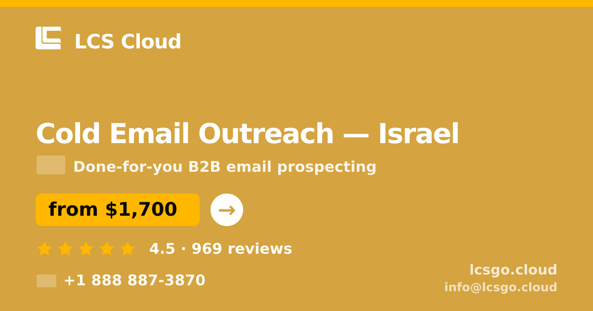Cold Email Outreach in Jerusalem — from $1,400/mo, rated 4.9/5 by 698 clients. LCS Cloud.