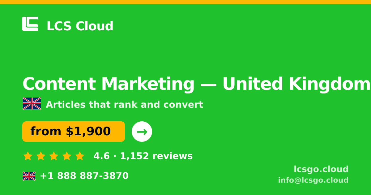 Content Marketing in Manchester — from $1,300/mo, rated 4.8/5 by 3477 clients. LCS Cloud.