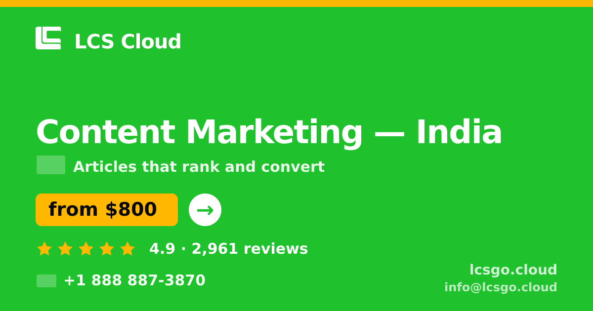 Content Marketing in India — from $800/mo, rated 4.9/5 by 2961 clients. LCS Cloud.