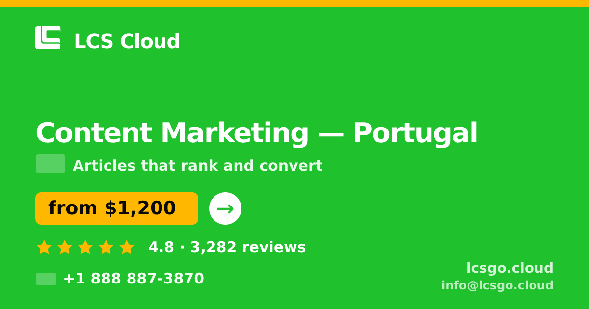 Content Marketing in Braga — from $900/mo, rated 4.9/5 by 906 clients. LCS Cloud.