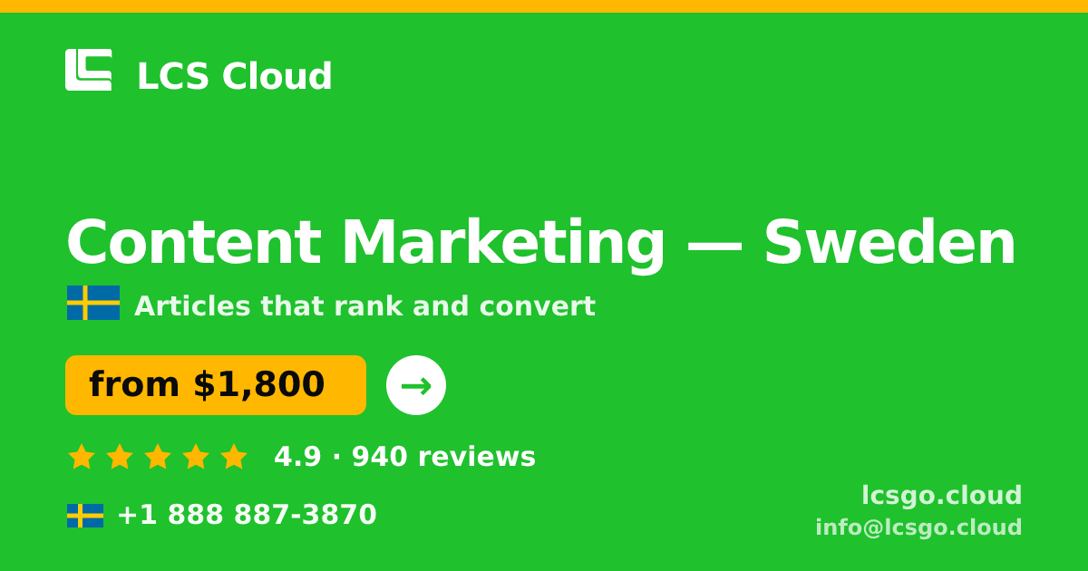 Content Marketing in Malmö — from $2,100/mo, rated 4.7/5 by 2160 clients. LCS Cloud.
