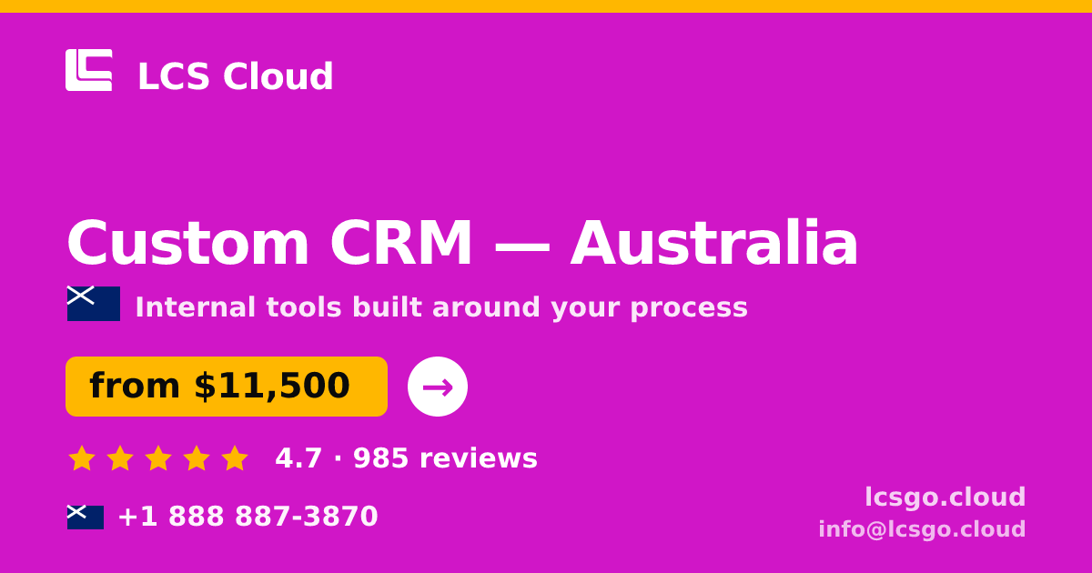 Custom CRM in Brisbane — from $10,500, rated 4.9/5 by 1501 clients. LCS Cloud.