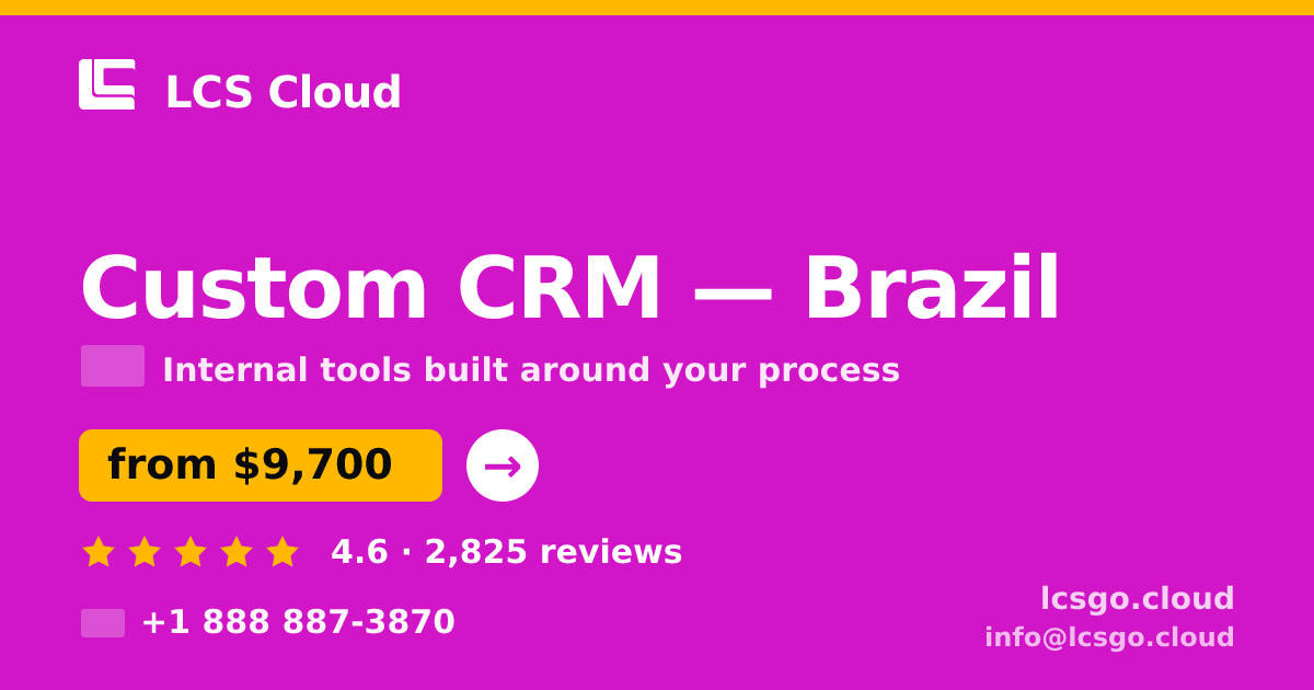 Custom CRM in Brazil — from $9,700, rated 4.6/5 by 2825 clients. LCS Cloud.
