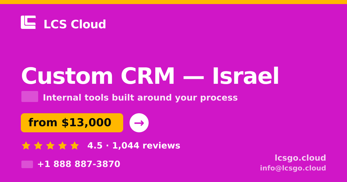 Custom CRM in Israel — from $13,000, rated 4.5/5 by 1044 clients. LCS Cloud.