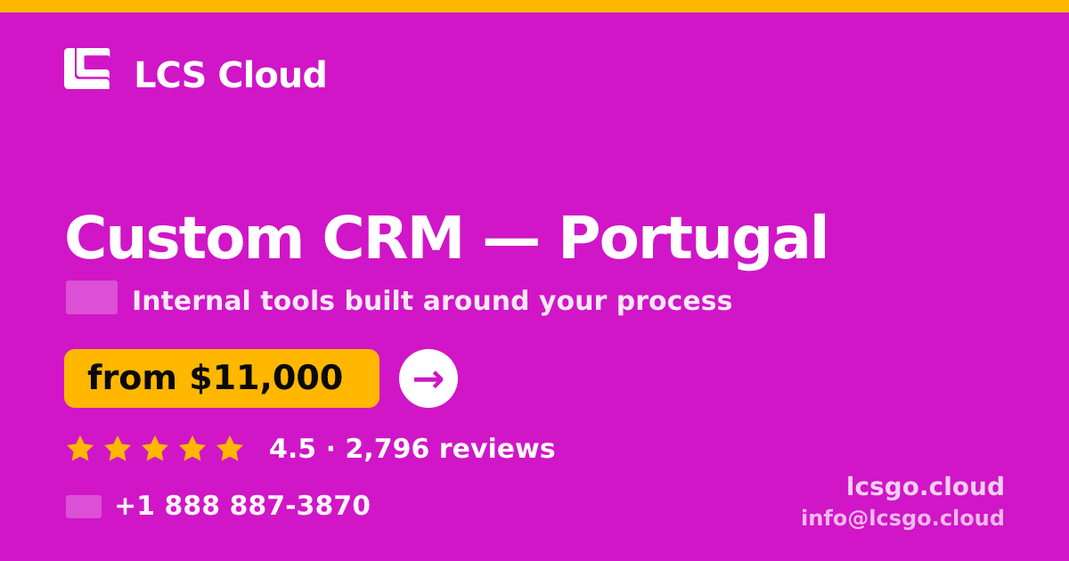 Custom CRM in Lisbon — from $8,700, rated 4.6/5 by 1647 clients. LCS Cloud.