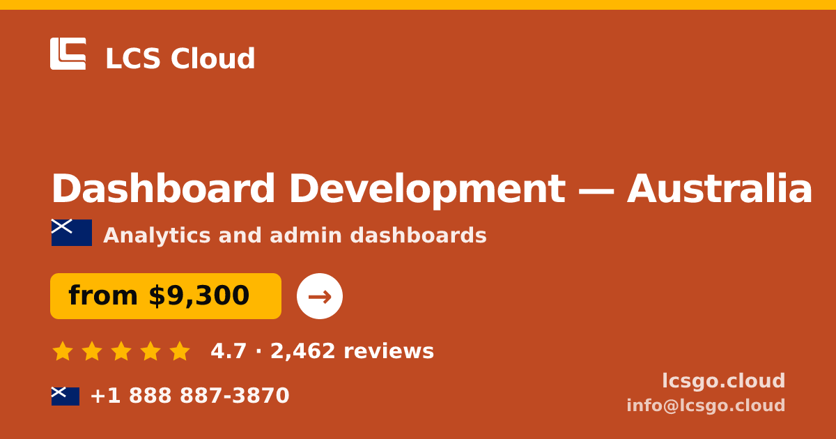 Dashboard Development in Australia — from $9,300, rated 4.7/5 by 2462 clients. LCS Cloud.