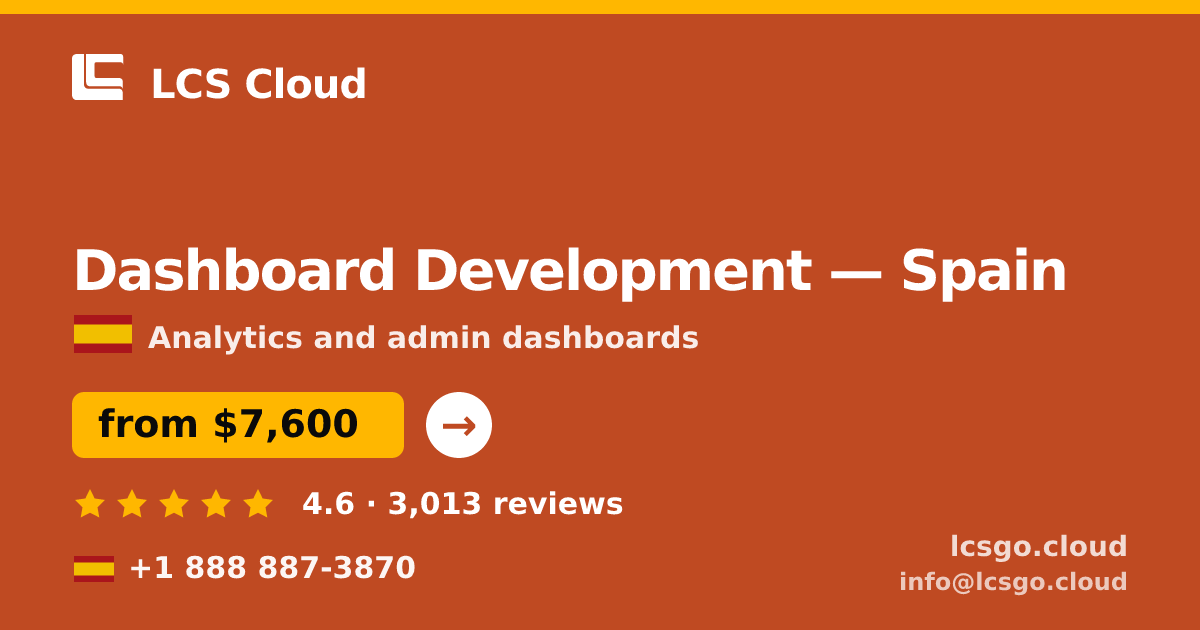 Dashboard Development in Spain — from $7,600, rated 4.6/5 by 3013 clients. LCS Cloud.