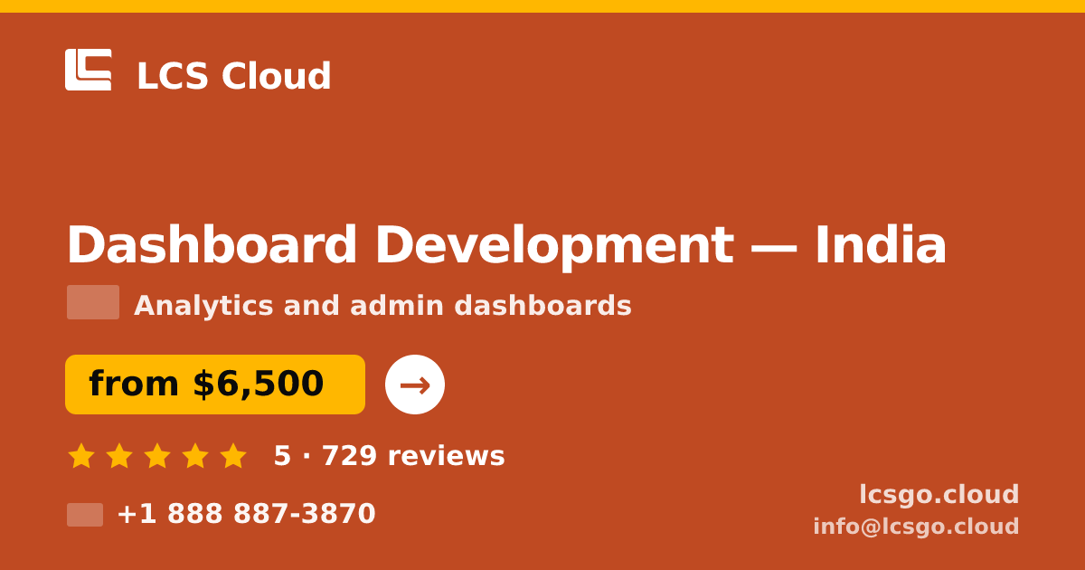Dashboard Development in India — from $6,500, rated 5/5 by 729 clients. LCS Cloud.