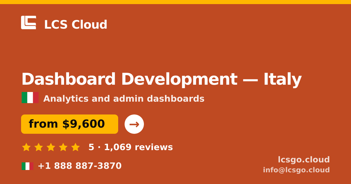 Dashboard Development in Milan — from $11,000, rated 4.6/5 by 454 clients. LCS Cloud.