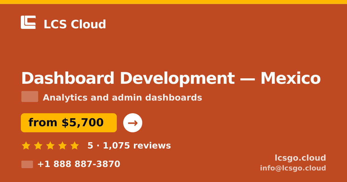 Dashboard Development in Mexico — from $5,700, rated 5/5 by 1075 clients. LCS Cloud.
