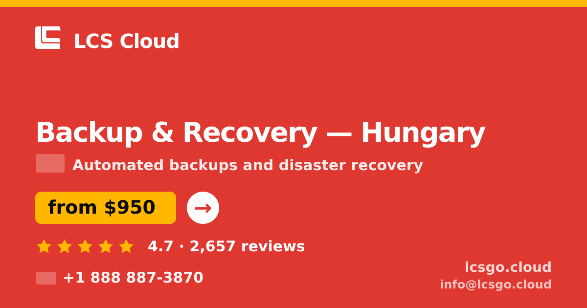 Backup & Recovery in Hungary — from $950/mo, rated 4.7/5 by 2657 clients. LCS Cloud.